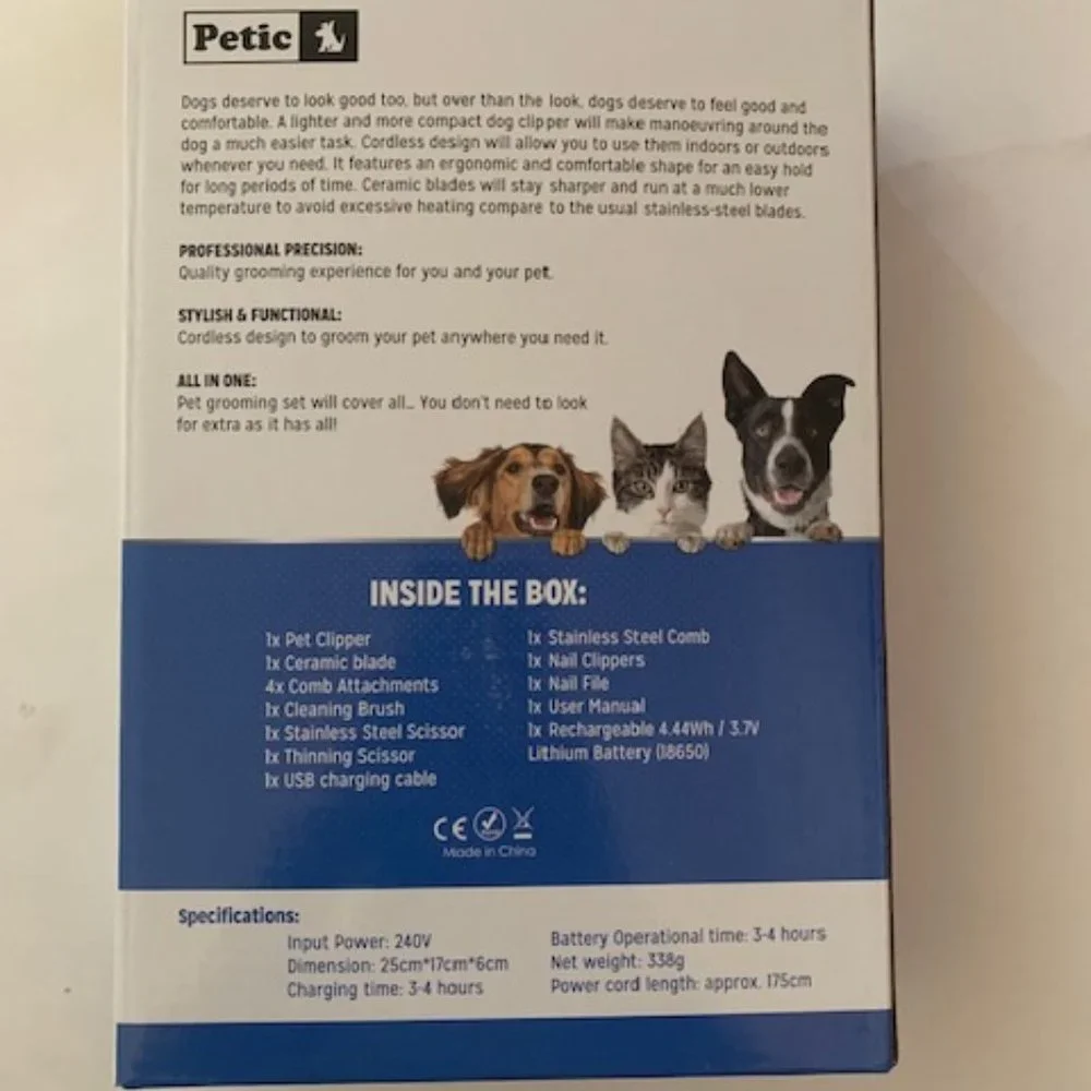 Pet Grooming Clippers Kit rechargeble with Nail Clipper additional accessories